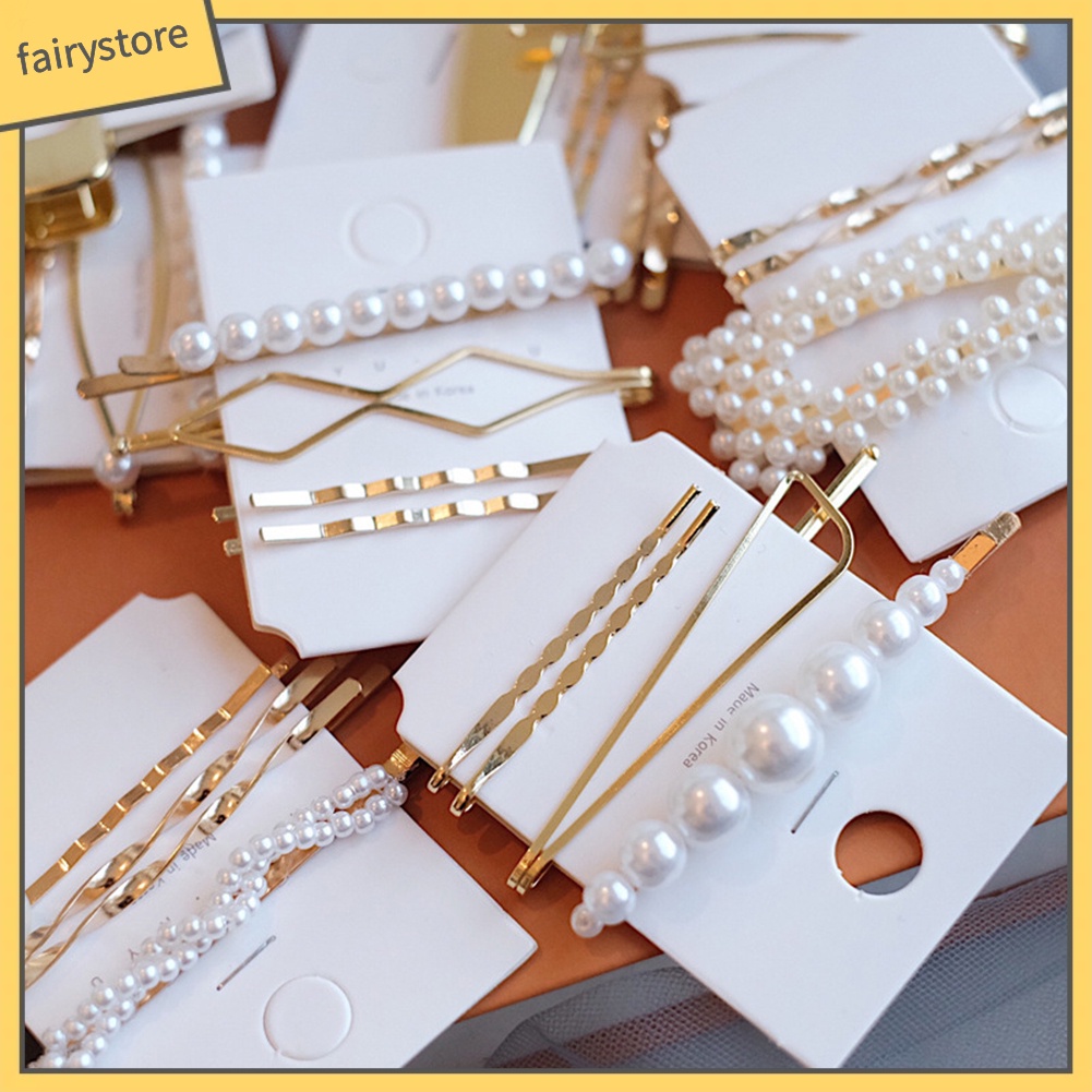 Set 3 / 4 / 5 Kẹp Tóc Đính Ngọc Trai Giả Thời Trang Nữ