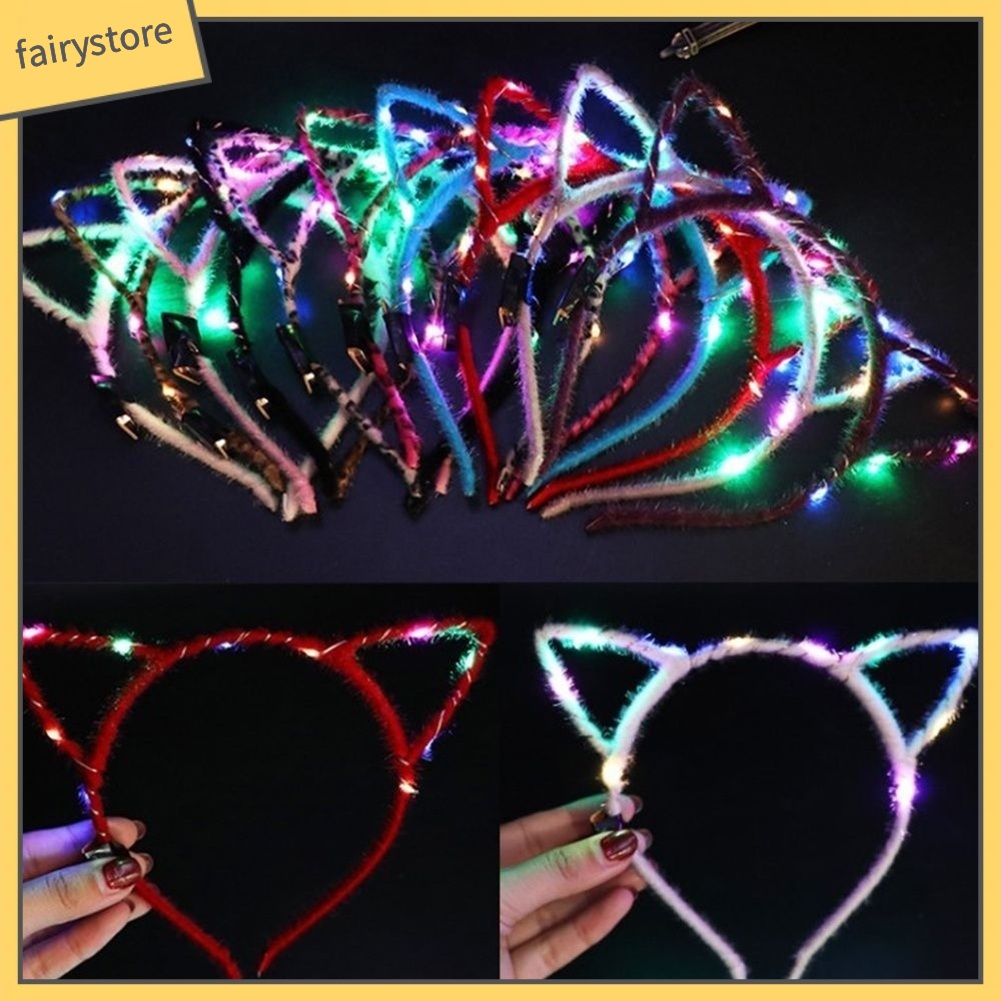 Băng Đô Tai Mèo Có Đèn LED Dễ Thương