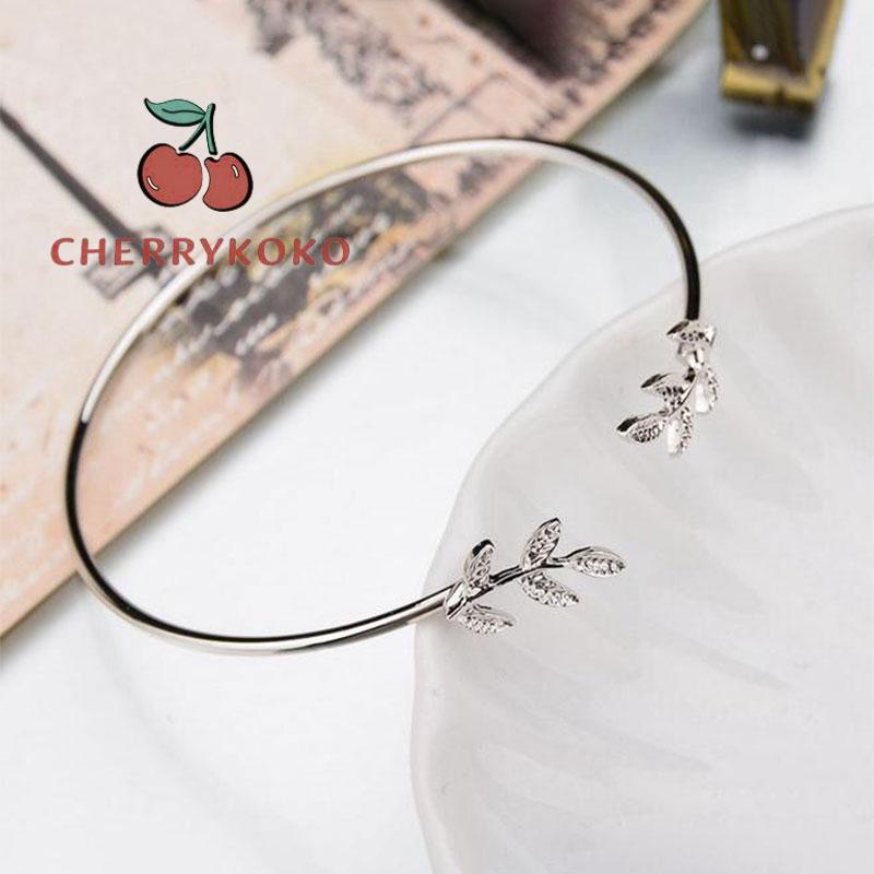 🍒🍒CHERRYKOKO Vòng tay hở hình chiếc lá thời trang Hàn Quốc cho nữ