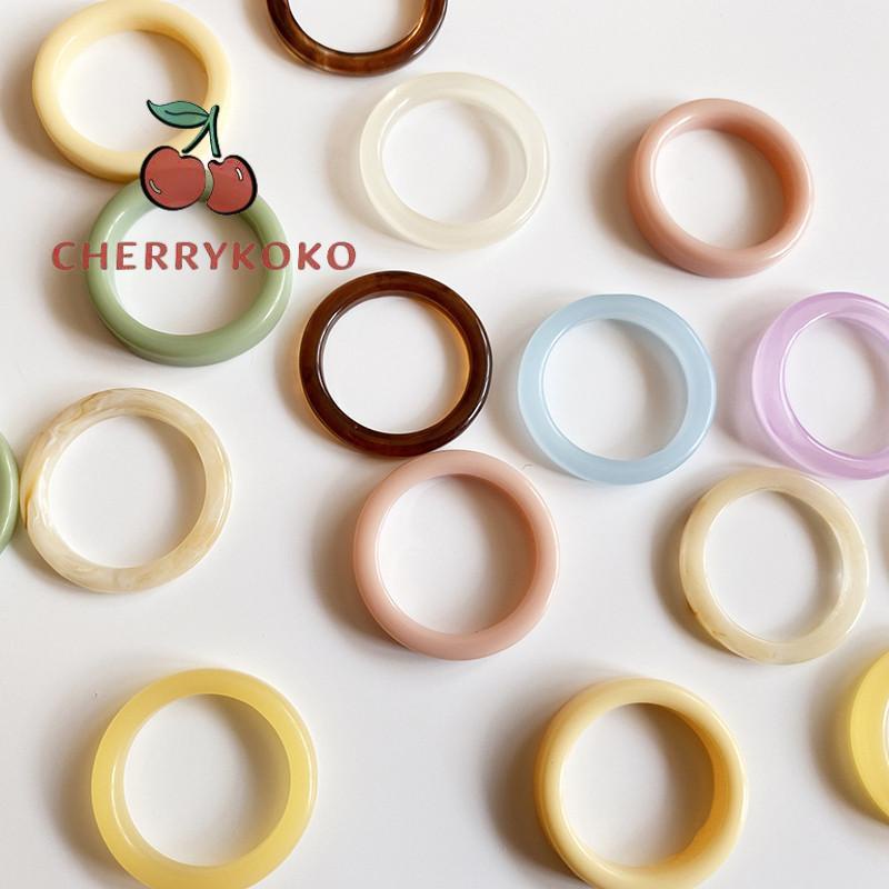 🍒🍒CHERRYKOKO Nhẫn Nhựa Resin Mini 17mm Nhiều Màu Sắc