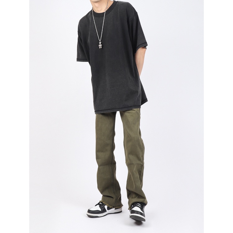 Quần Dài Dáng Suông Rộng Phối Túi Phong Cách Retro Dành Cho Nam Giới