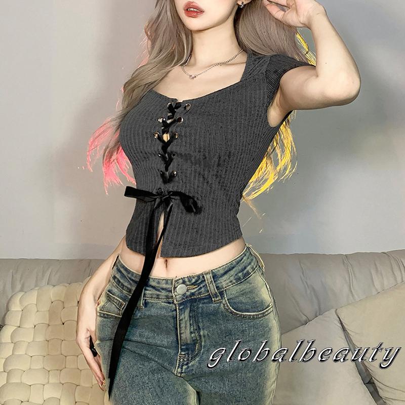 Áo Thun Tay Ngắn Màu Trơn Dáng Ôm Thời Trang Mùa Hè Cho Nữ