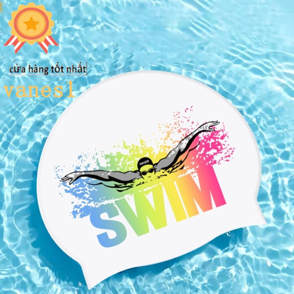Mũ Bơi Silicone Co Giãn Chống Thấm Nước In Chữ VANES1