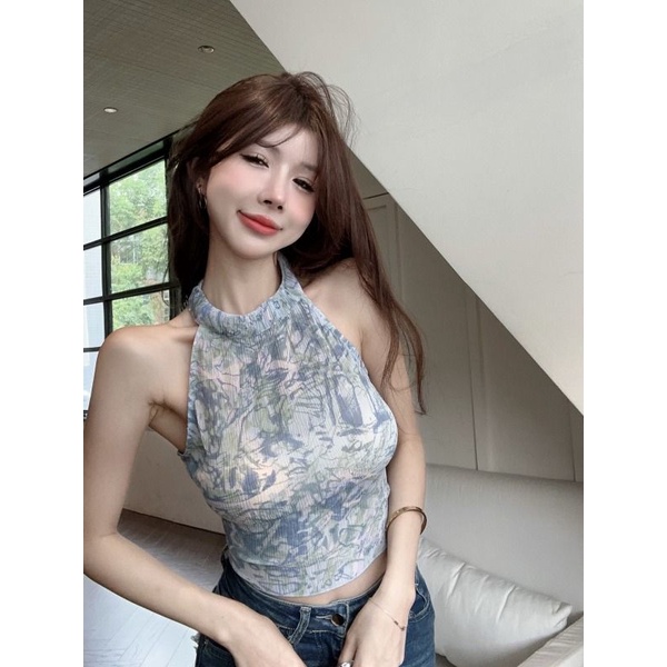 Áo Ngắn Hai Dây Nhuộm Tie-Dye Màu Trơn Gợi Cảm Phong Cách Hàn Quốc Thời Trang Mùa Hè Mới Dành Cho Bạn Gái Nóng Bỏng