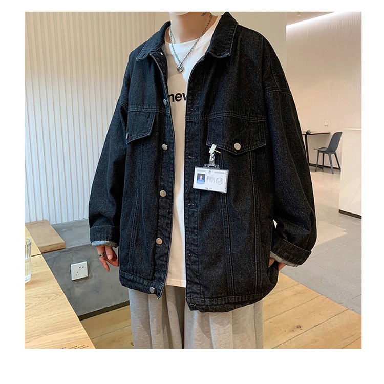 Áo Khoác Denim Thời Trang Đường Phố Mỹ Mới Cho Nam