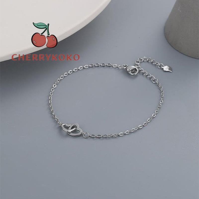 🍒🍒CHERRYKOKO Vòng tay bạc mặt hình trái tim thời trang cho nữ