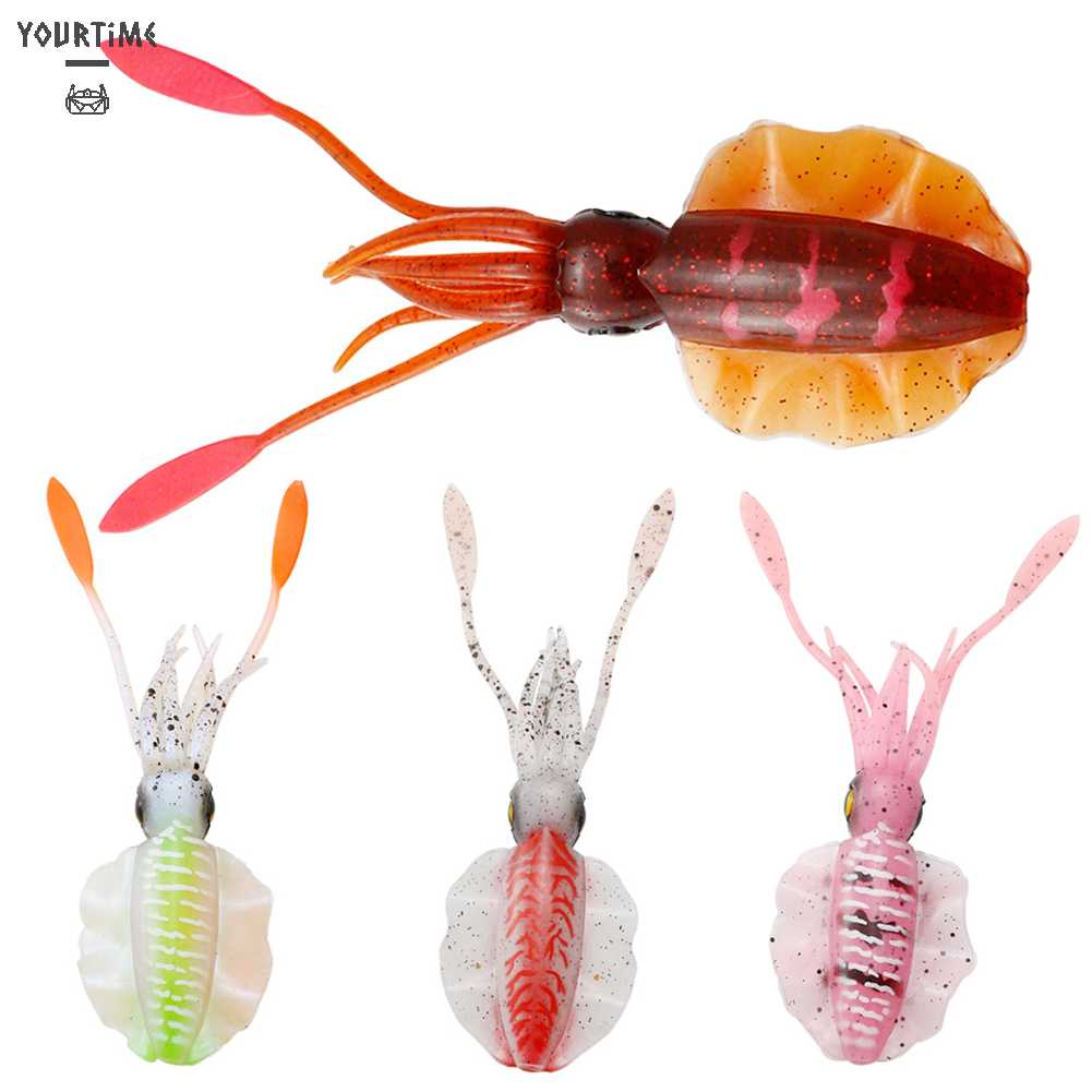 Mồi Câu Cá Giả Hình Bạch Tuộc 3D Phát Sáng 15cm Mềm