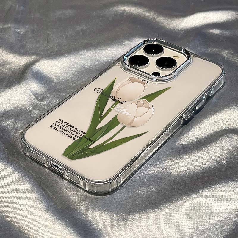 ✅Ốp Điện Thoại Mềm Chống Sốc Họa Tiết Hoa Tulip Cho Iphone 8 / 14Pro max 713 11 12Plus UW5S