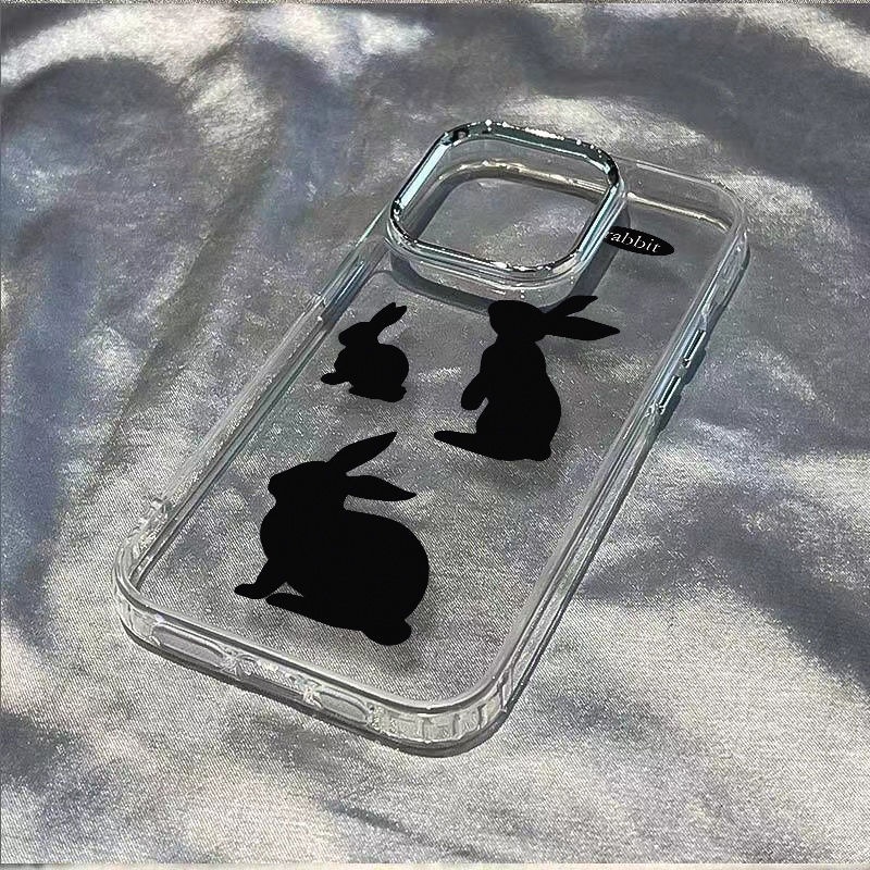 ✅Ốp Điện Thoại Dẻo Họa Tiết Chú Thỏ Đen Dễ Thương Chống Sốc Cho Iphone118 713In / 14proiPhone12plus