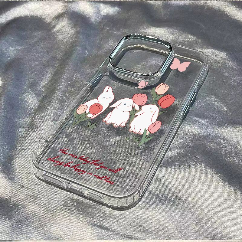 ✅Ốp Điện Thoại Mềm Chống Sốc In Hình Hoa Tulip Và Thỏ Cho Iphone 12 Max Plus 714 Pro 8 1113