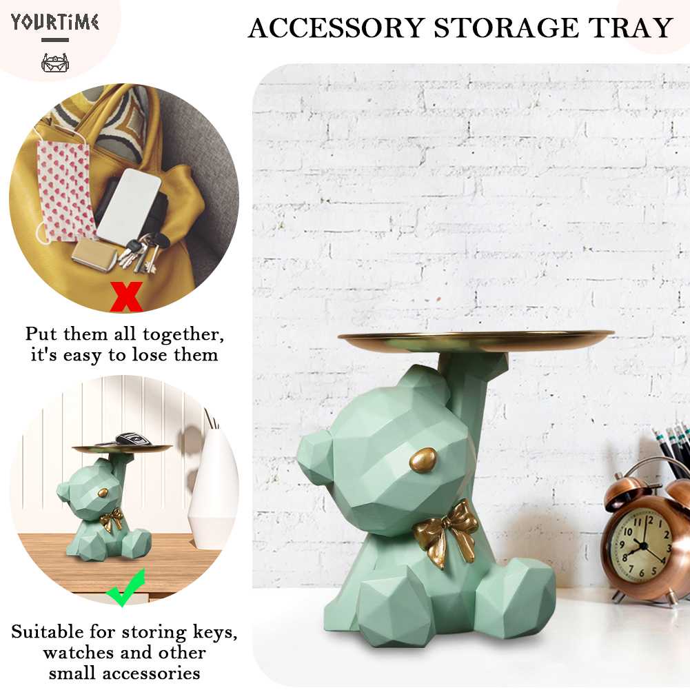 Giá Đỡ Chìa Khóa Bằng Resin Khắc Hình Gấu Độc Đáo Trang Trí Nhà Cửa