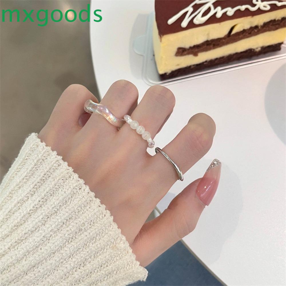 Mxgoods Bộ Nhẫn Hợp Kim Dáng Tròn Đơn Giản Cá Tính Phong Cách Vintage Thích Hợp Làm Quà Tặng Sinh Nhật