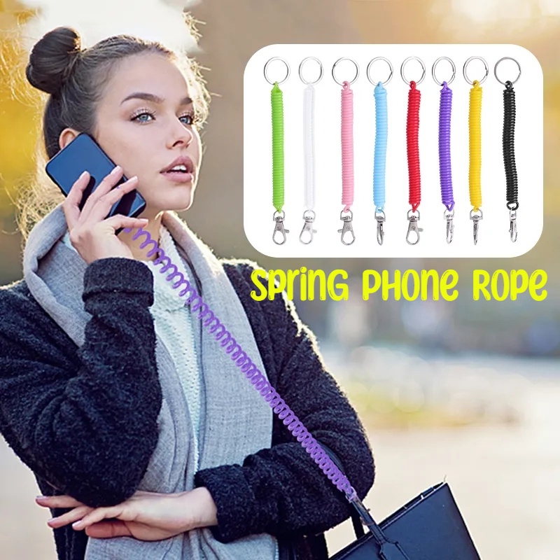 Dây Lò Xo Móc Điện Thoại / Chìa Khóa Nhiều Màu Sắc Đa Năng Chống Thất Lạc Tiện Dụng