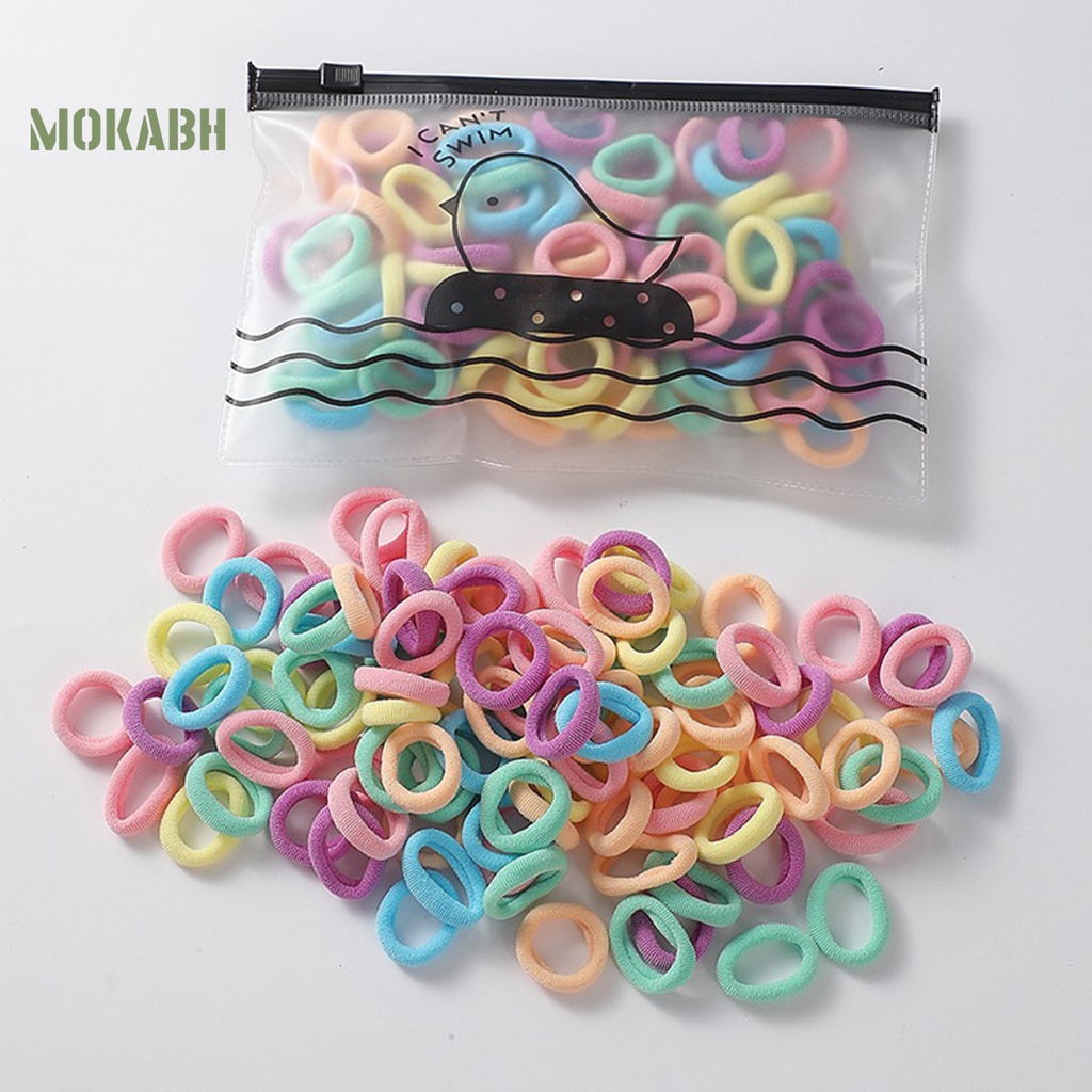 Bộ 100 Dây Cột Tóc Co Giãn Chống Rơi Màu Sắc Ngọt Ngào Xinh Xắn Cho Bé Gái