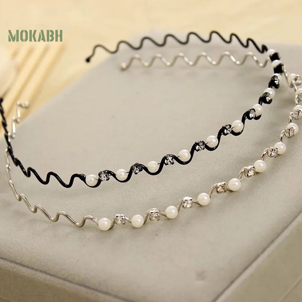 Băng Đô Cài Tóc Co Giãn Đính Đá Giả Ngọc Trai Chống Trượt Thời Trang Dự Tiệc Cho Nữ