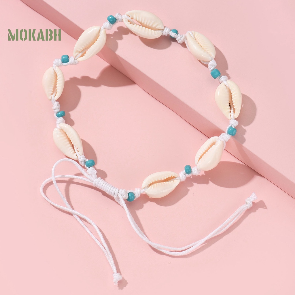 Lắc Chân Bện Dây Đính Vỏ Sò Phong Cách Bohemia Thanh Lịch Cho Nữ