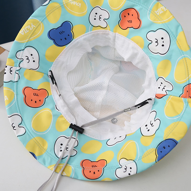 Mũ Tai Bèo Chống Nắng Phối Lưới Thoáng Khí Họa Tiết Hoạt Hình Thời Trang Mùa Hè Cho Bé