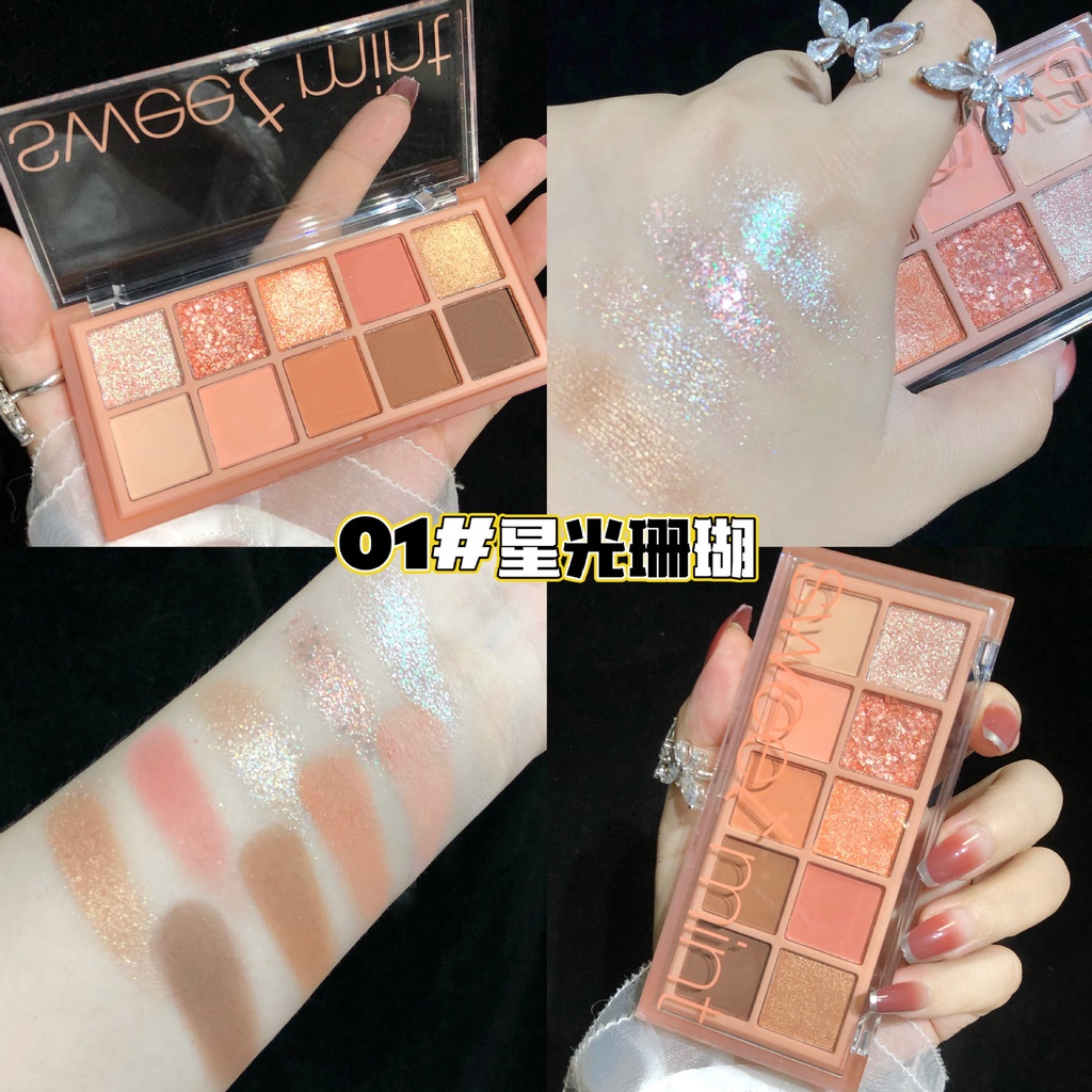 Bảng phấn mắt Sweet Mint ngọt ngào 10 màu tông nhũ và lì