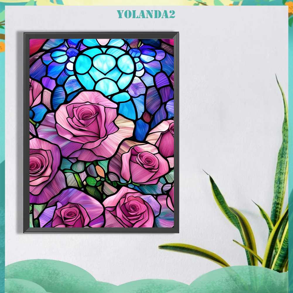 Tranh Đính Đá Kim Cương Toàn Bộ 5D DIY Hình Vẽ Hoa Hồng Trang Trí Nhà Cửa