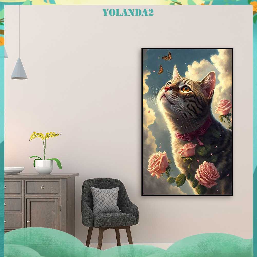 Tranh Đính Đá Kim Cương Toàn Bộ 5D DIY Hình Vẽ Mèo Trang Trí Nhà Cửa