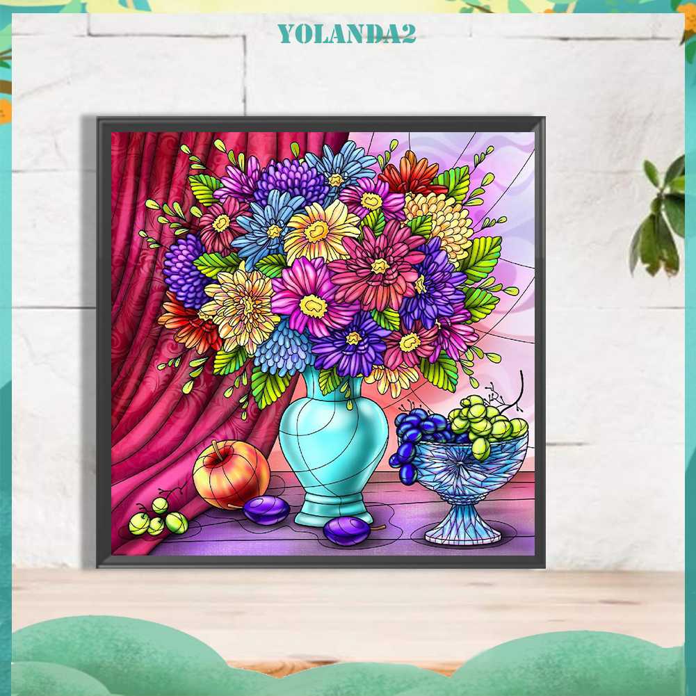 Tranh Đính Đá Kim Cương Toàn Bộ 5D DIY Hình Vẽ Hoa Trang Trí Nhà Cửa