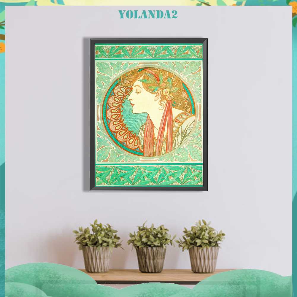 Bộ Tranh Đính Đá 5D Họa Tiết Alphonse Maria Mucha Độc Đáo DIY Dùng Trang Trí