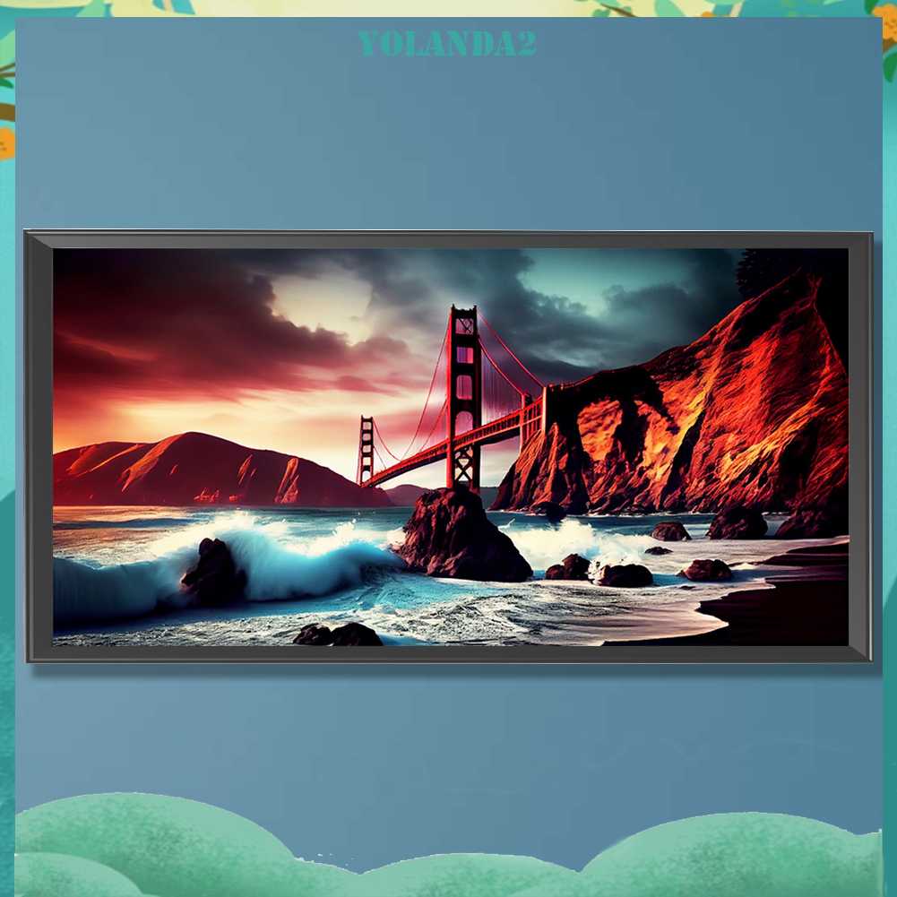 Tranh Đính Đá Kim Cương Toàn Bộ 5D DIY Hình Cây Cầu