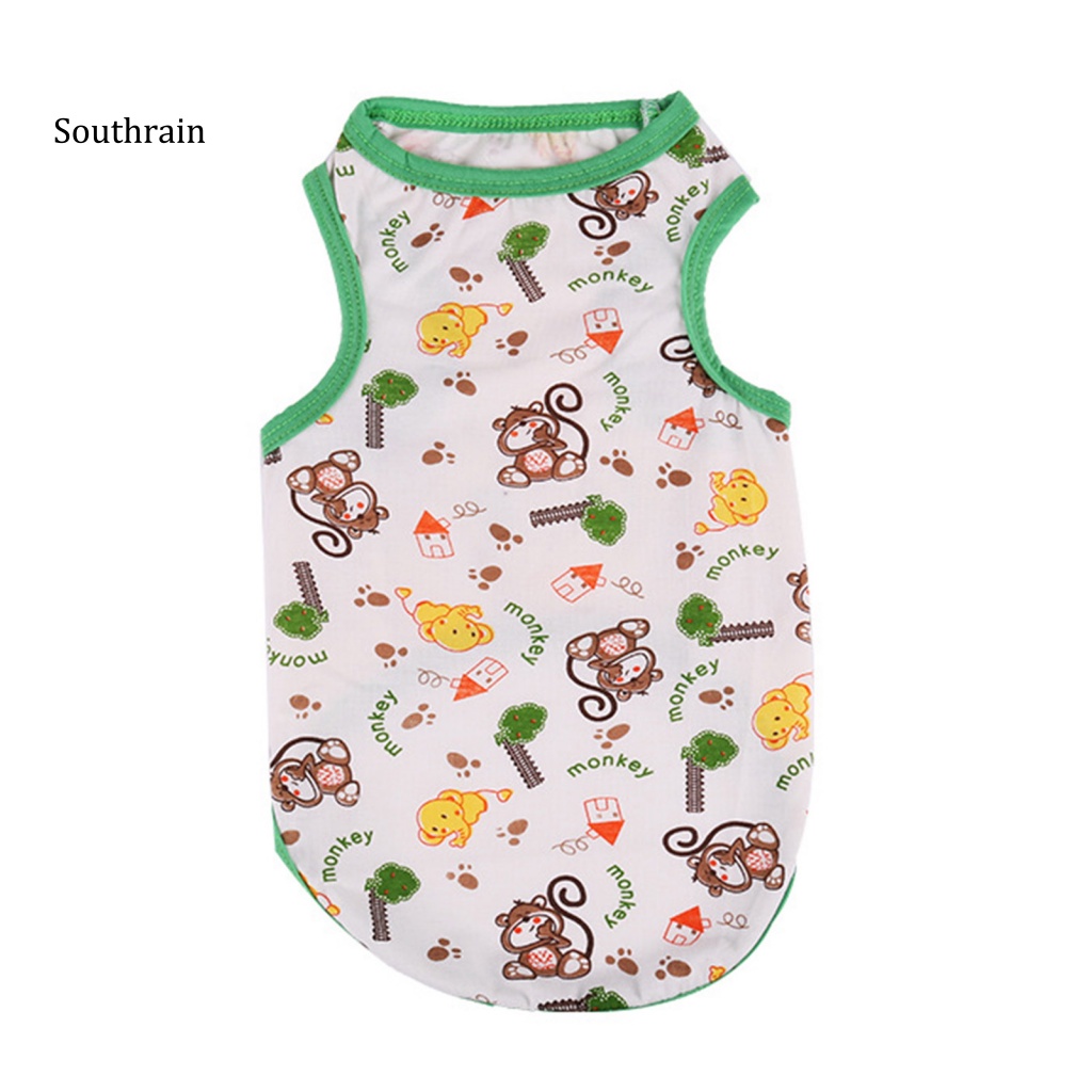 Áo Thun Cotton Sát Nách Chống Co Giãn In Họa Tiết Hoạt Hình Dễ Thương Thời Trang Mùa Hè Cho Cún Cưng