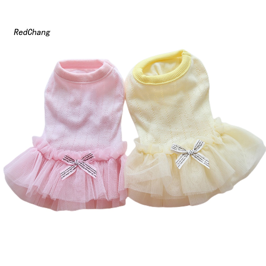 Rc ~ Đầm Cotton Không Tay Đính Nơ Đáng Yêu Trang Trí Mùa Xuân Cho Thú Cưng Sơ Sinh