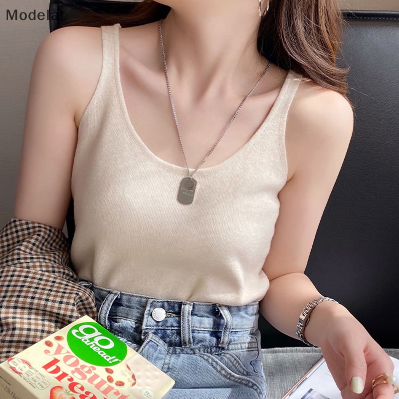 Áo Dệt Kim Sát Nách Dáng Rộng Màu Trơn Thời Trang Mùa Hè Cho Nữ