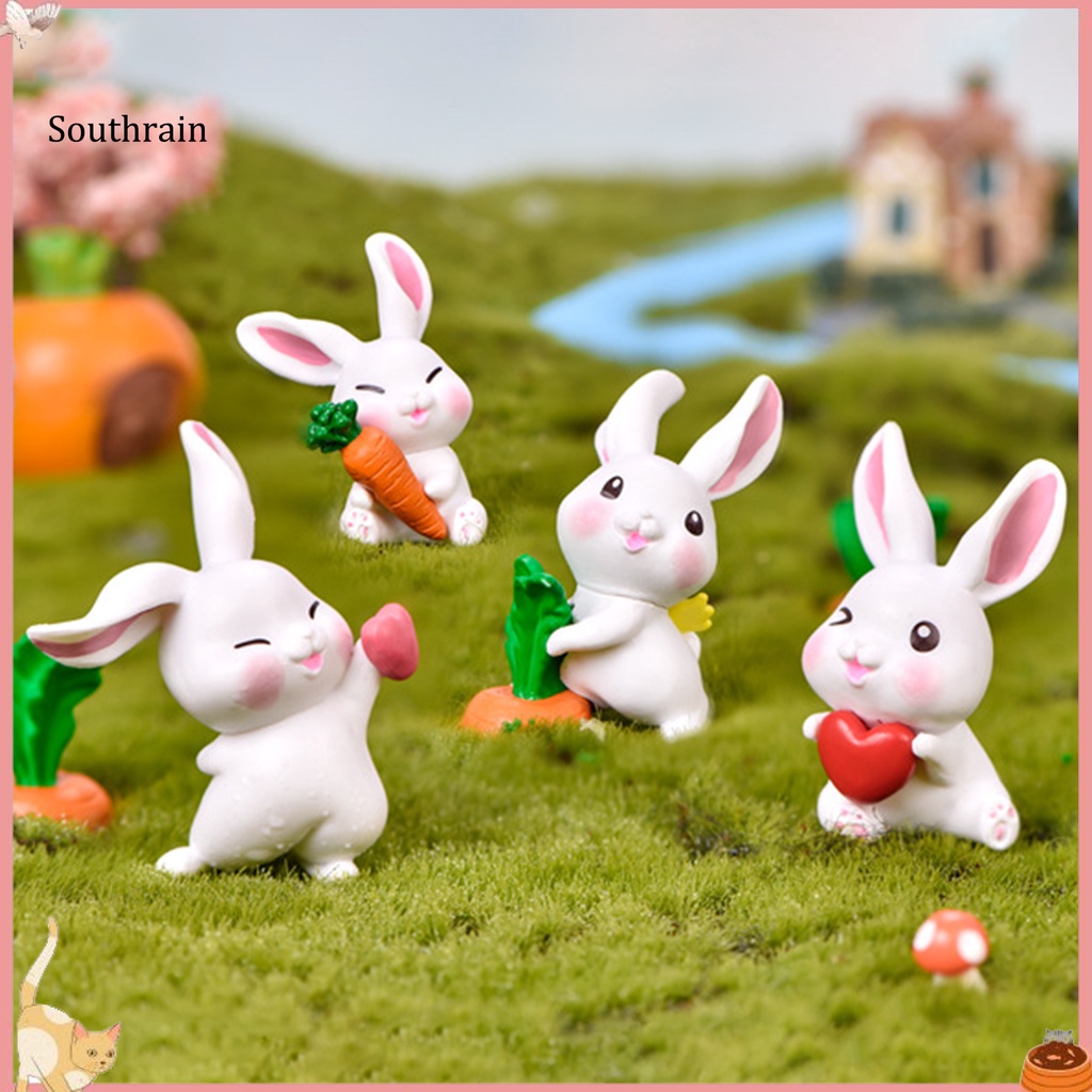 Set 6 Tượng Thỏ Mini Dễ Thương Dùng Để Trang Trí Vườn