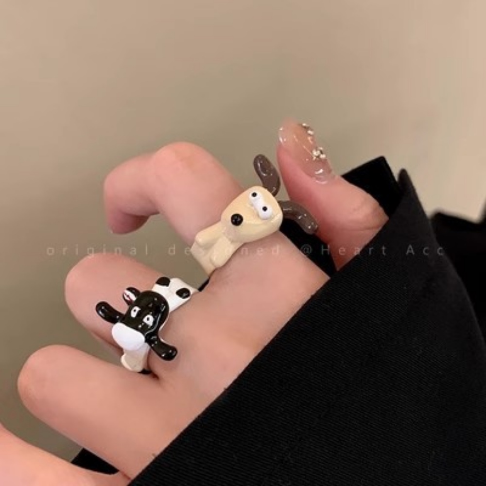 Nhẫn Hở Hình Quả Dâu / Cừu / Chó Mèo Nhiều Màu Kiểu Vintage Cá Tính