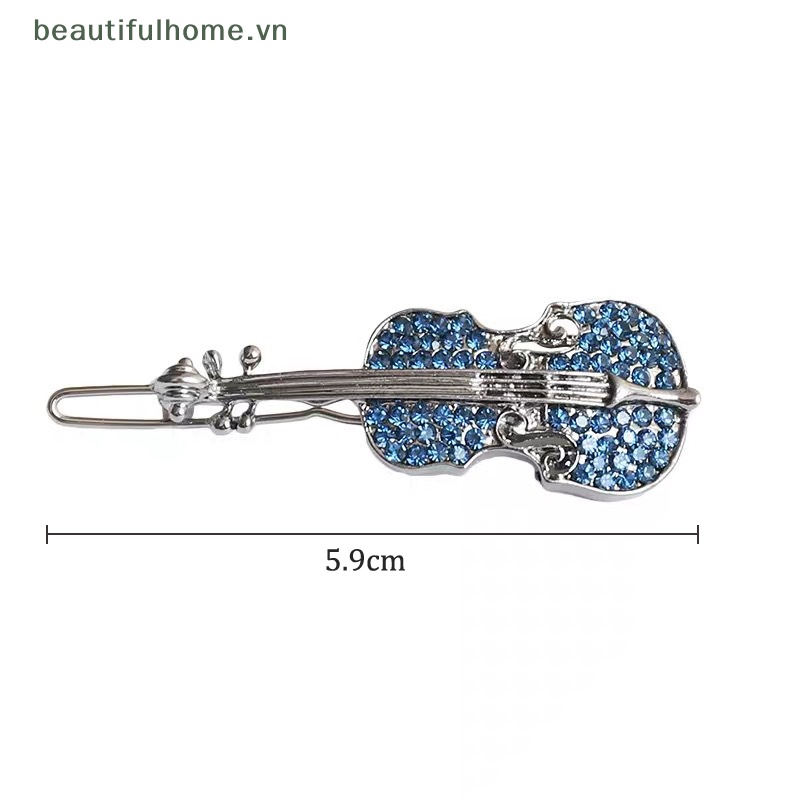 Kẹp Tóc Kim Loại Đính Đá Hình Đàn Violin Thời Trang Cho Nữ