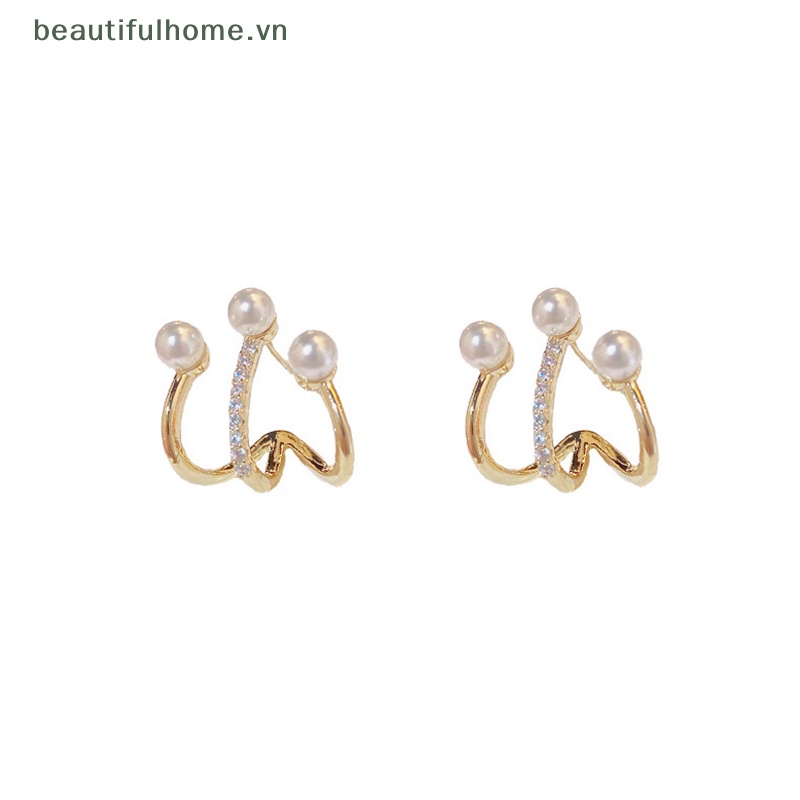 [beautifulhome] Bông Tai Hình Học Bằng Kim Loại Pha Lê Lấp Lánh Ngọt Ngào Thời Trang Hàn Quốc Cho Nữ [beauty]