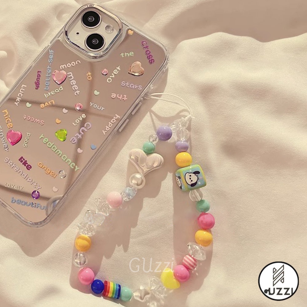 Ốp Lưng Gương Chữ Đầy Màu Sắc Tương Thích Cho Iphone 11 15 14 12 13 Pro Max Xr Xs Vòng Đeo Tay Hạt Tpu Ốp Lưng