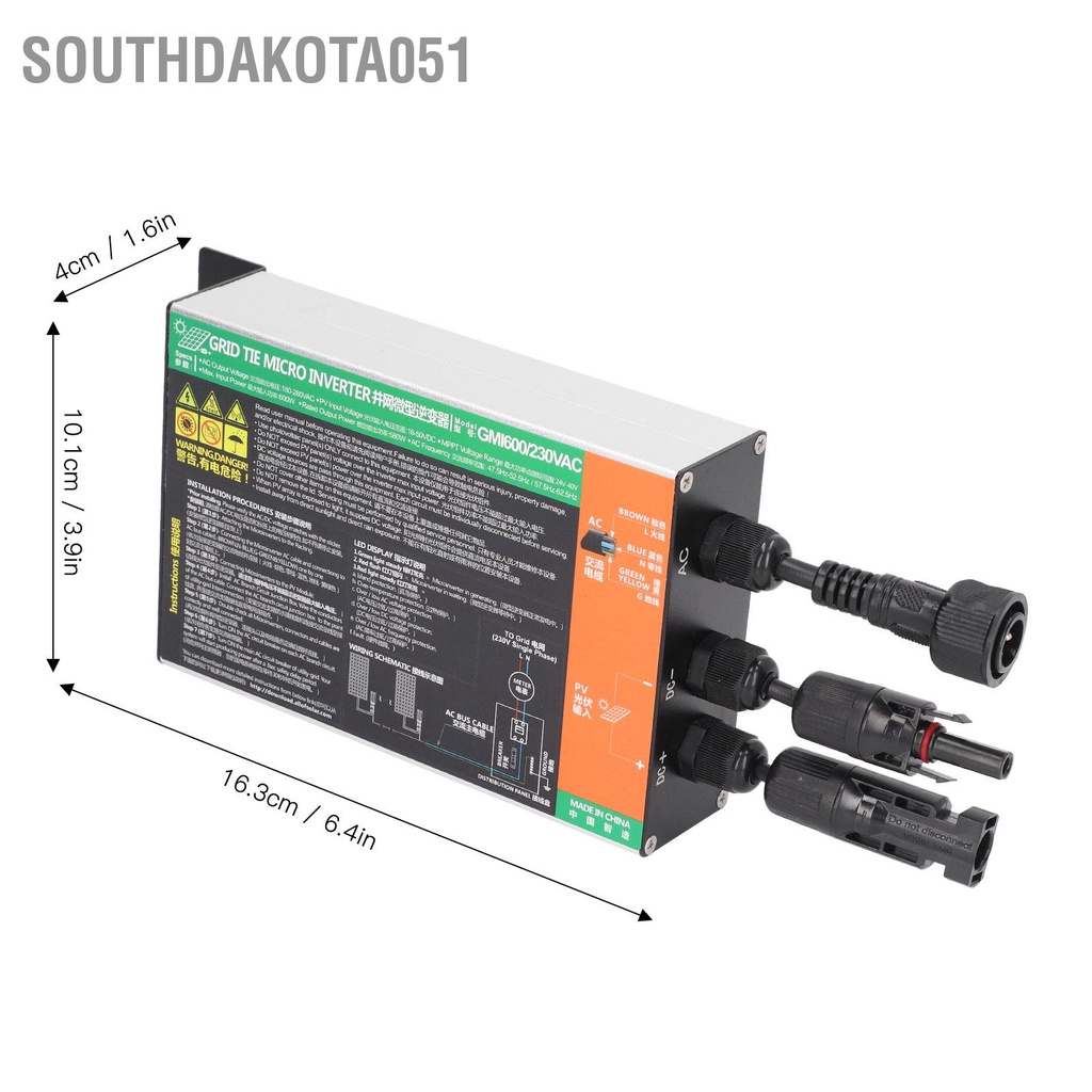 Southdakota051 600W Năng Lượng Mặt Trời Phối Lưới Inverter Tốc Độ Chuyển Đổi Cao MPPT Nguyên Chất Sóng Sin IP55 Chống Nước 230V Micro