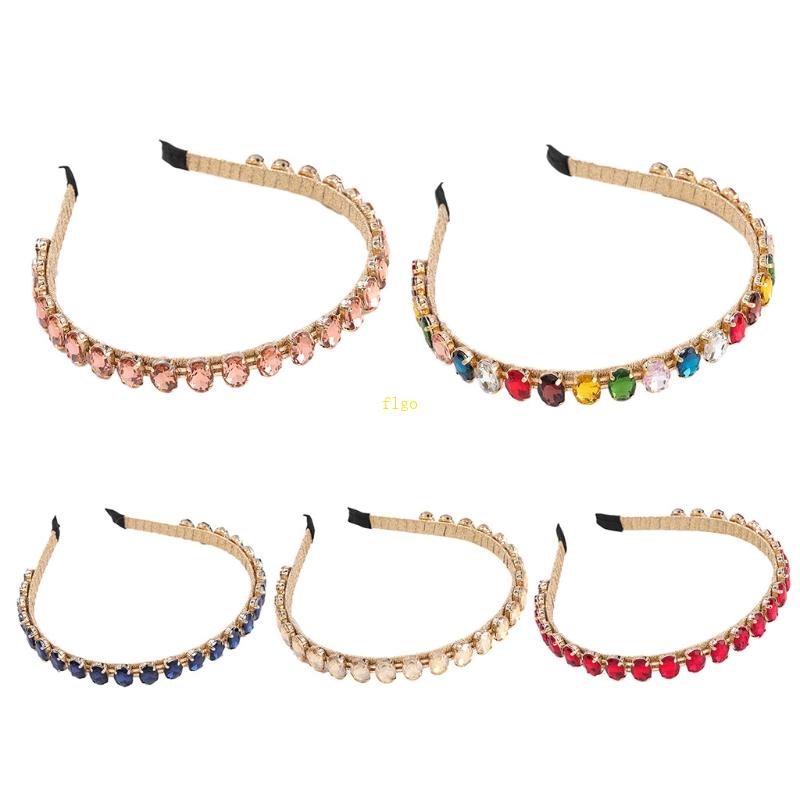 Flgo Băng Đô Đính Đá Hình Oval Nhiều Màu Sắc Phong Cách Baroque