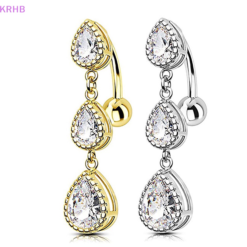 Khuyên Rốn Bằng Thép Không Gỉ Đính Đá Zircon Hình Giọt Nước Quyến Rũ Dành Cho Nữ Mới