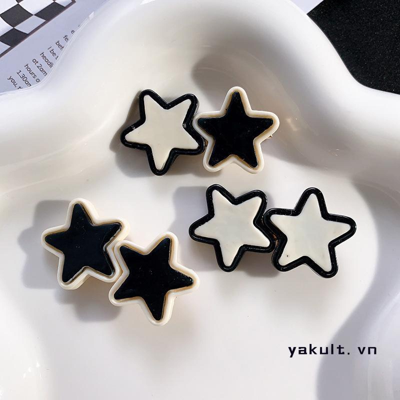 yakult Kẹp Tóc Mỏ Vịt Hình Ngôi Sao / Trái Tim Màu Trắng Đen Ngọt Ngào 1 Cái