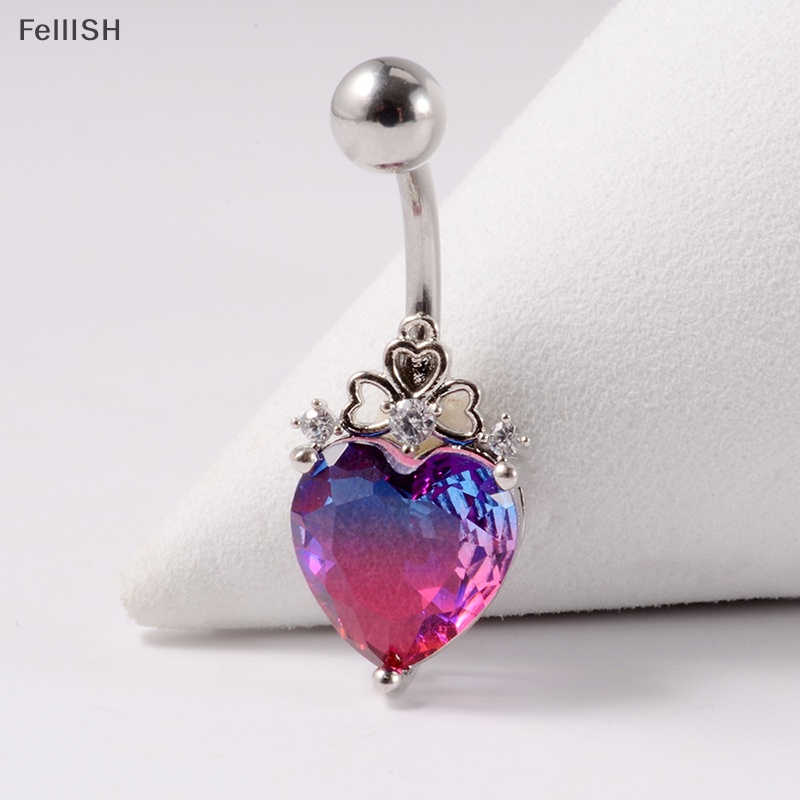 1 Khuyên Rốn Bằng Thép Đính Đá Zircon Hình Trái Tim Dễ Thương 439br