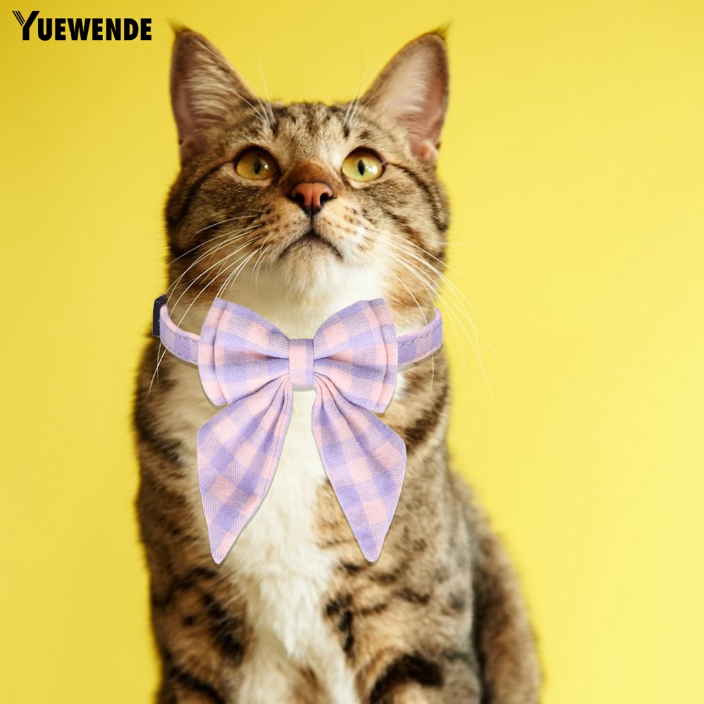 Vòng Cổ Thắt Nơ Họa Tiết Sọc Caro Xinh Xắn Cho Thú Cưng