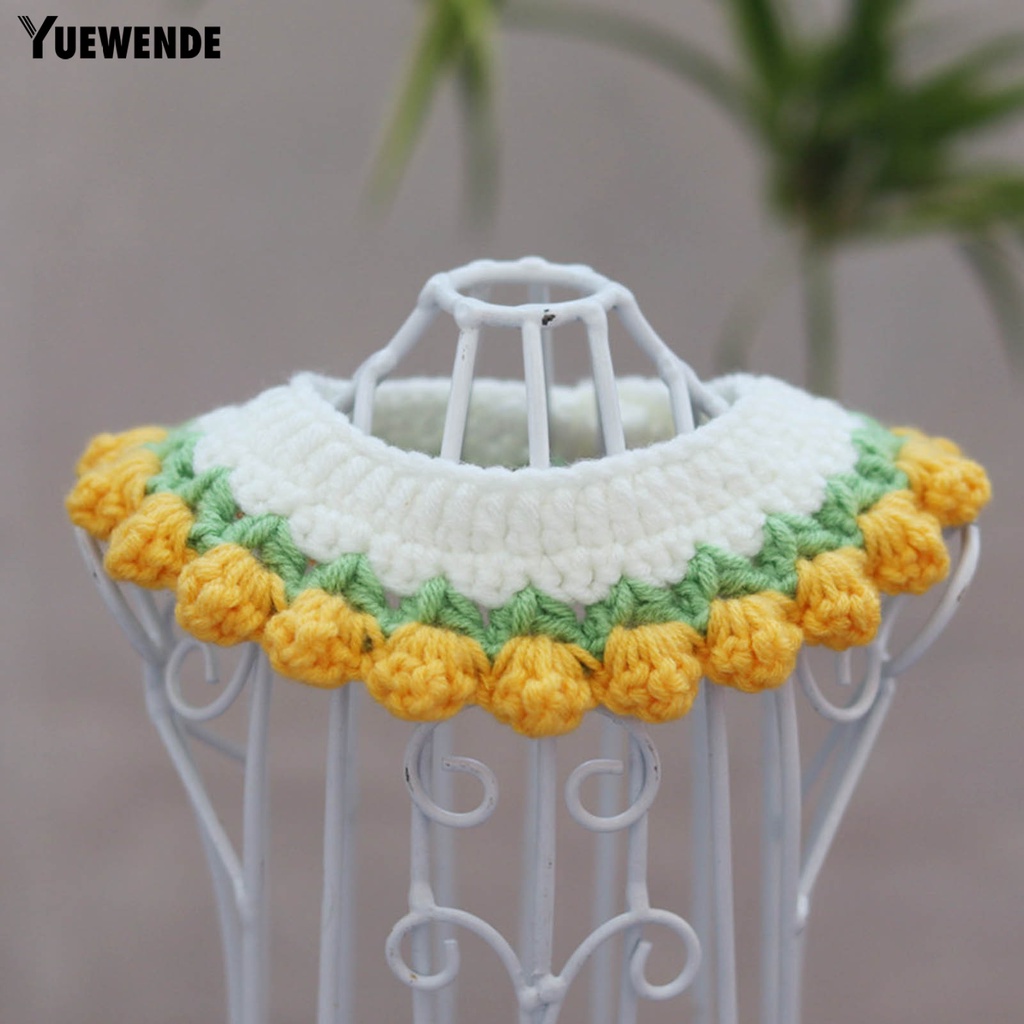 Yq.e Vòng Cổ Đan Len Thủ Công Viền Hình Hoa Tulip Thoải Mái Cho Thú Cưng