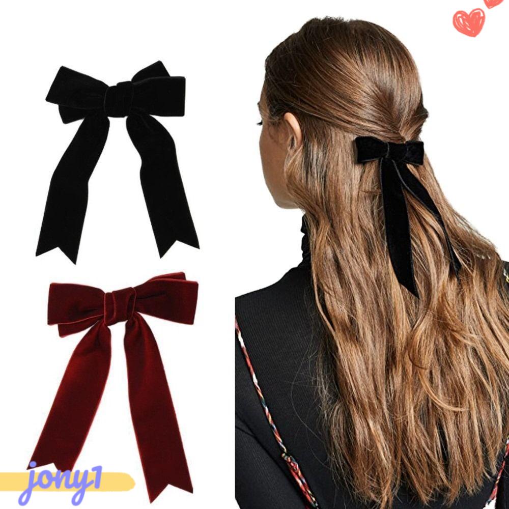 Set 2 Kẹp Tóc Đuôi Dài Vải Nhung Thời Trang Hàn Quốc