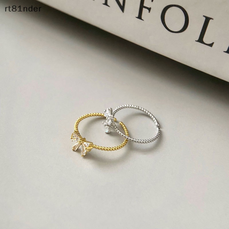 Rt Nhẫn Đính Đá Zircon Hình Nơ Thời Trang Tinh Tế Cho Nữ