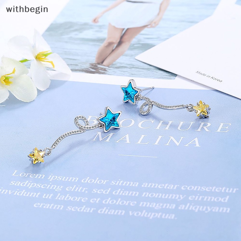 1 Đôi Bông Tai Tua Rua Hình Ngôi Sao Nhỏ Đính Đá Zircon Màu Vàng Dễ Thương Dành Cho Nữ