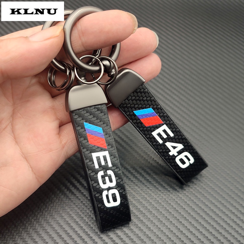 Móc Chìa Khóa Bằng Da Và Sợi Carbon Cao Cấp Cho BMW E46 E30 E36 E60 E87 E39 E90