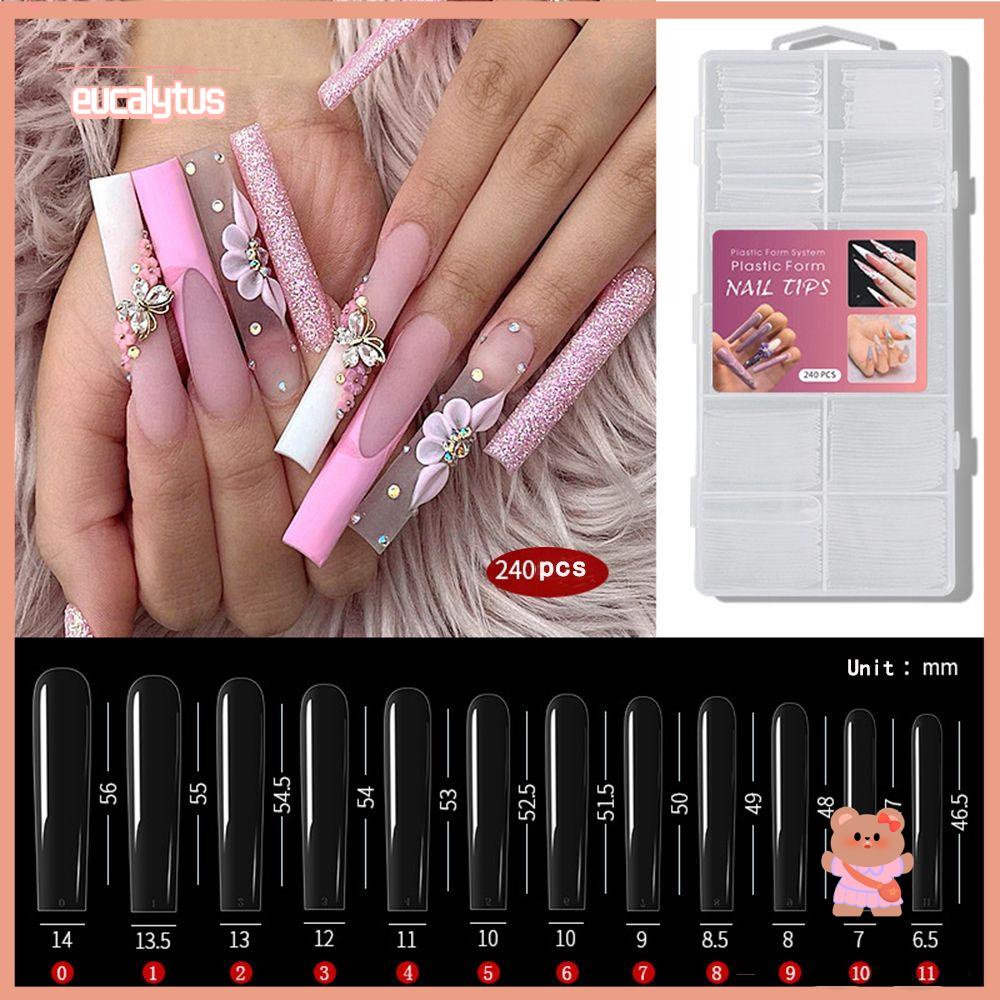 Hộp 240 Móng Tay Giả Nối Dài / Nối Dài Toàn Diện / Nửa Vùng Chữ C Bằng Acrylic