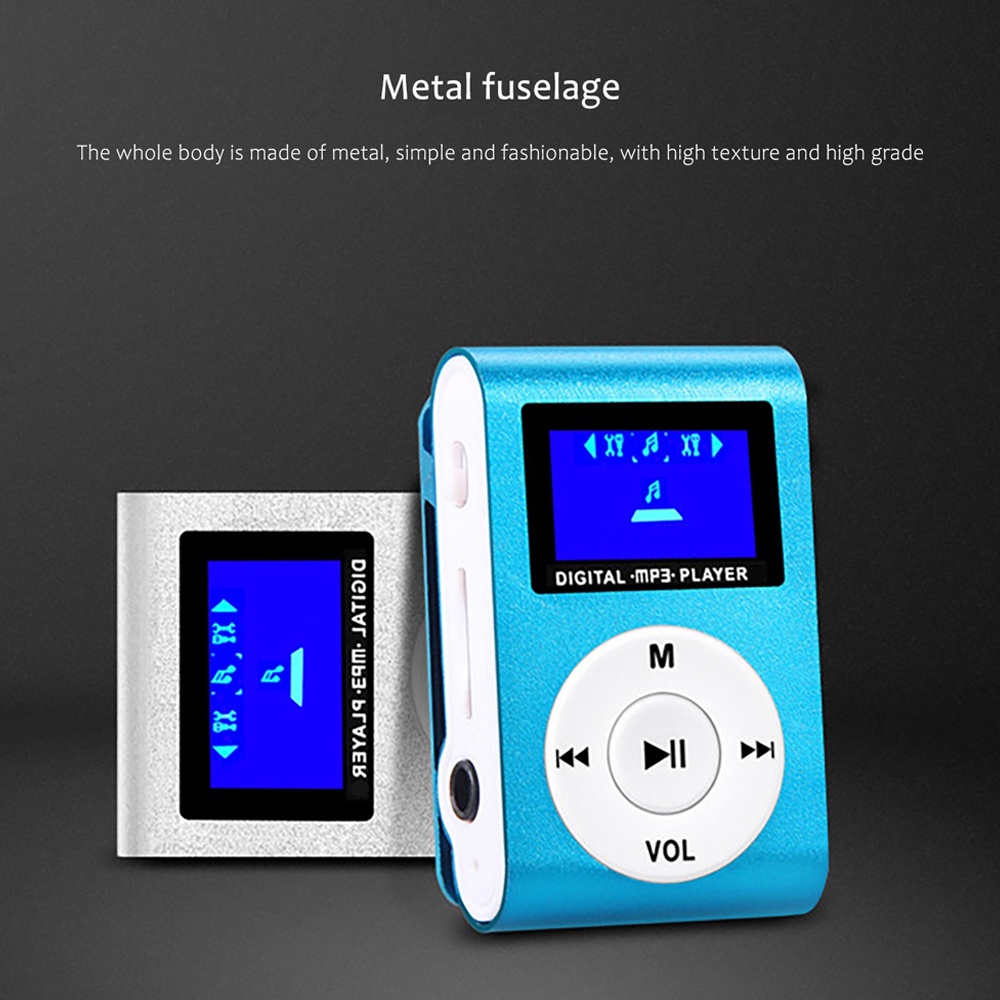 VIRWIR Máy Nghe Nhạc MP3 Mini Vỏ Kim Loại Hỗ Trợ Thẻ Nhớ Micro SD TF 32GB