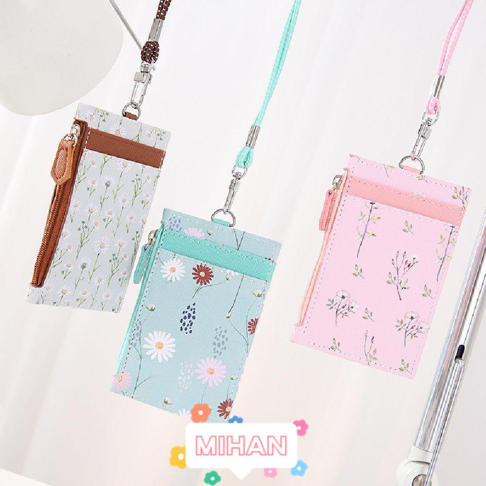 MIHAN1 Ví Đựng Thẻ Đa Năng Họa Tiết Hoa Xinh Xắn Theo Phong Cách Hàn Quốc