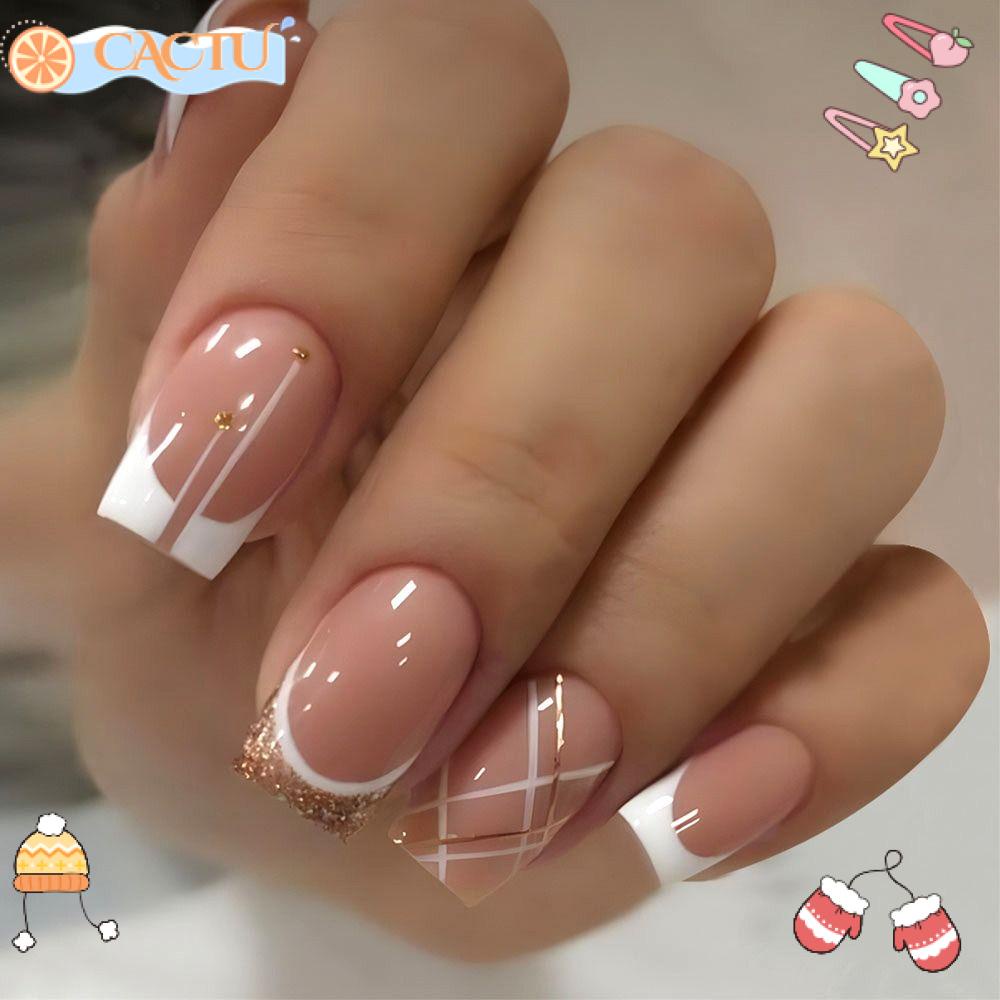 Bộ Móng Tay Giả Dạng Nhấn Có Thể Tháo Rời Che Phủ Toàn Diện Phong Cách Pháp